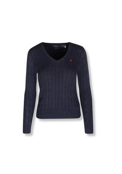 Zopfmusterpullover mit V-Ausschnitt
