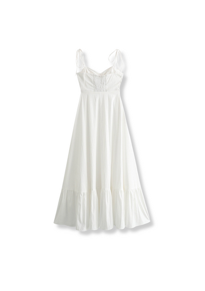Long Ruffled Poplin Dress