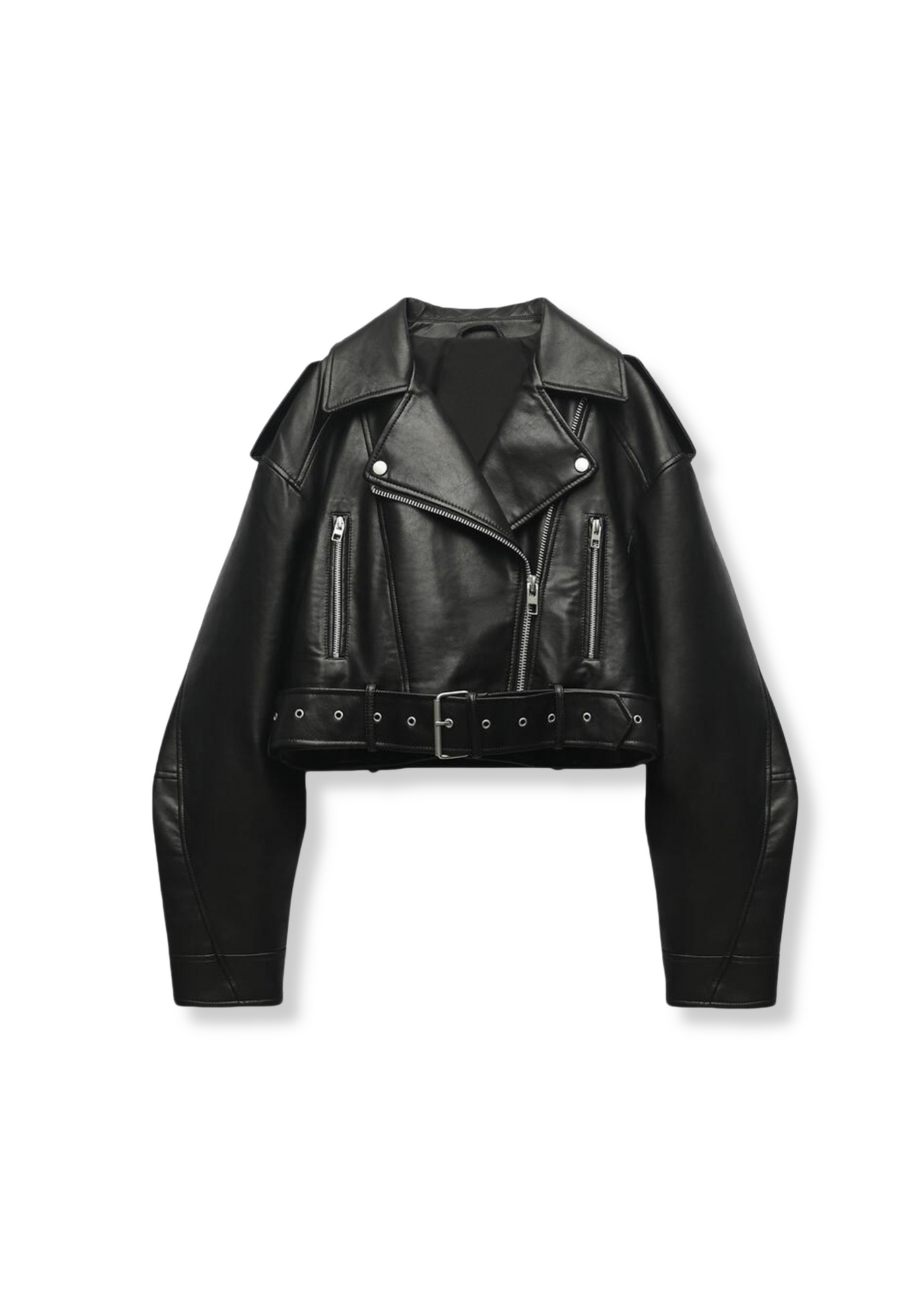 BIKER JACKET IN CROP CUT MADE OF IMITATION LEATHER
