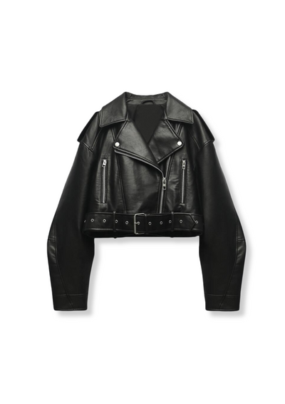 BIKER JACKET IN CROP CUT MADE OF IMITATION LEATHER