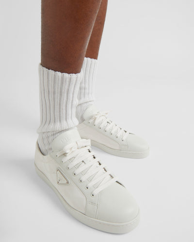 Leather and re-nylon sneaker