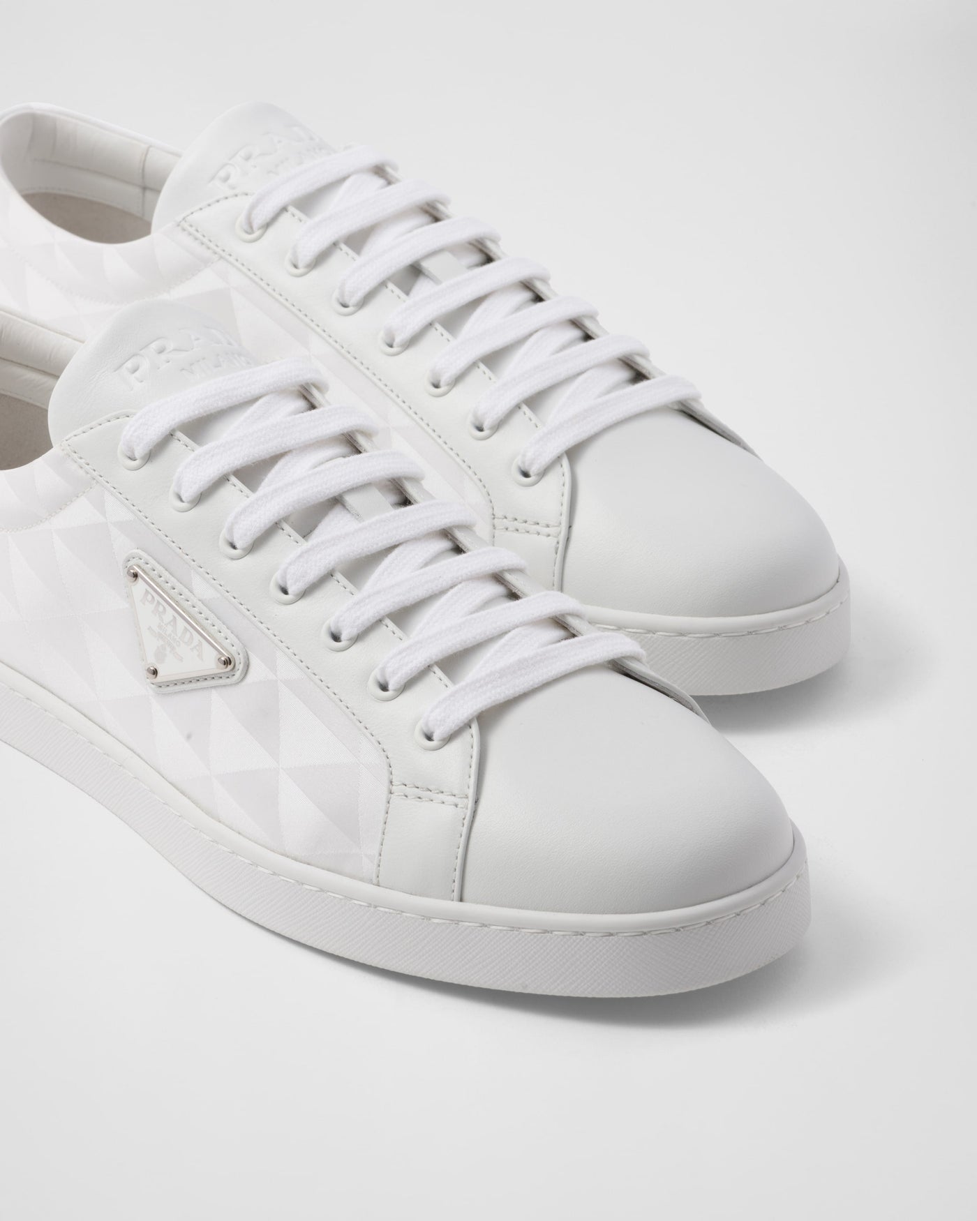 Leather and re-nylon sneaker