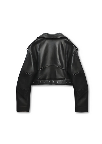 BIKER JACKET IN CROP CUT MADE OF IMITATION LEATHER