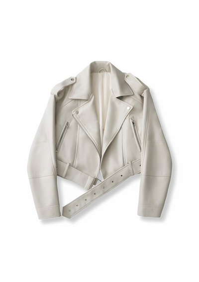BIKER JACKET IN CROP CUT MADE OF IMITATION LEATHER