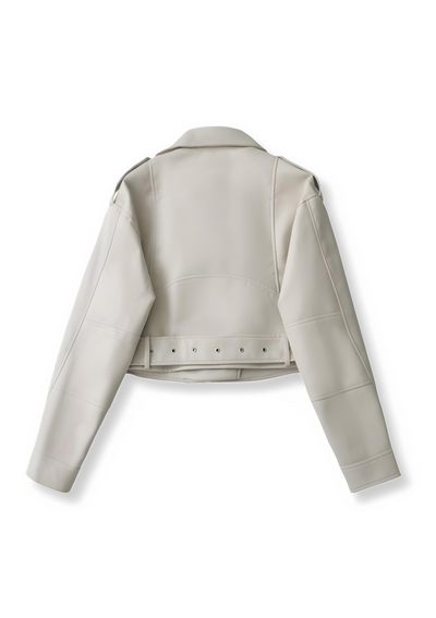BIKER JACKET IN CROP CUT MADE OF IMITATION LEATHER