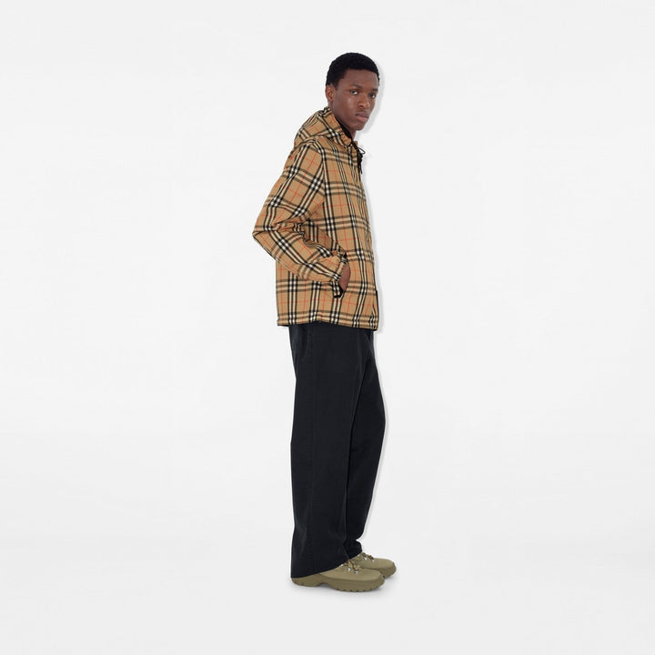 Reversible hooded jacket in check