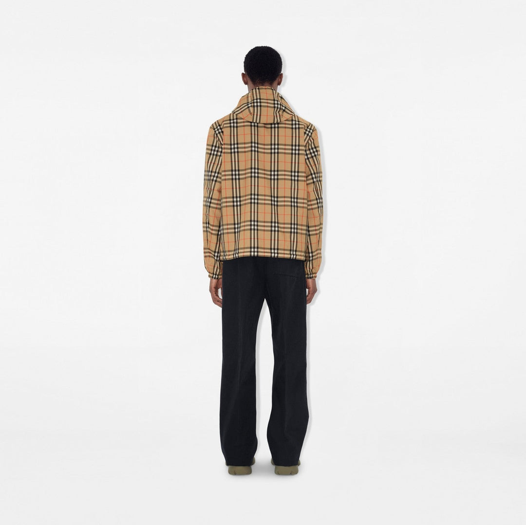 Reversible hooded jacket in check