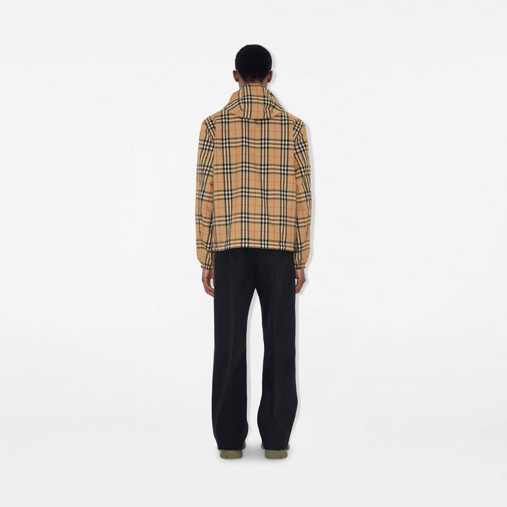 Reversible hooded jacket in check