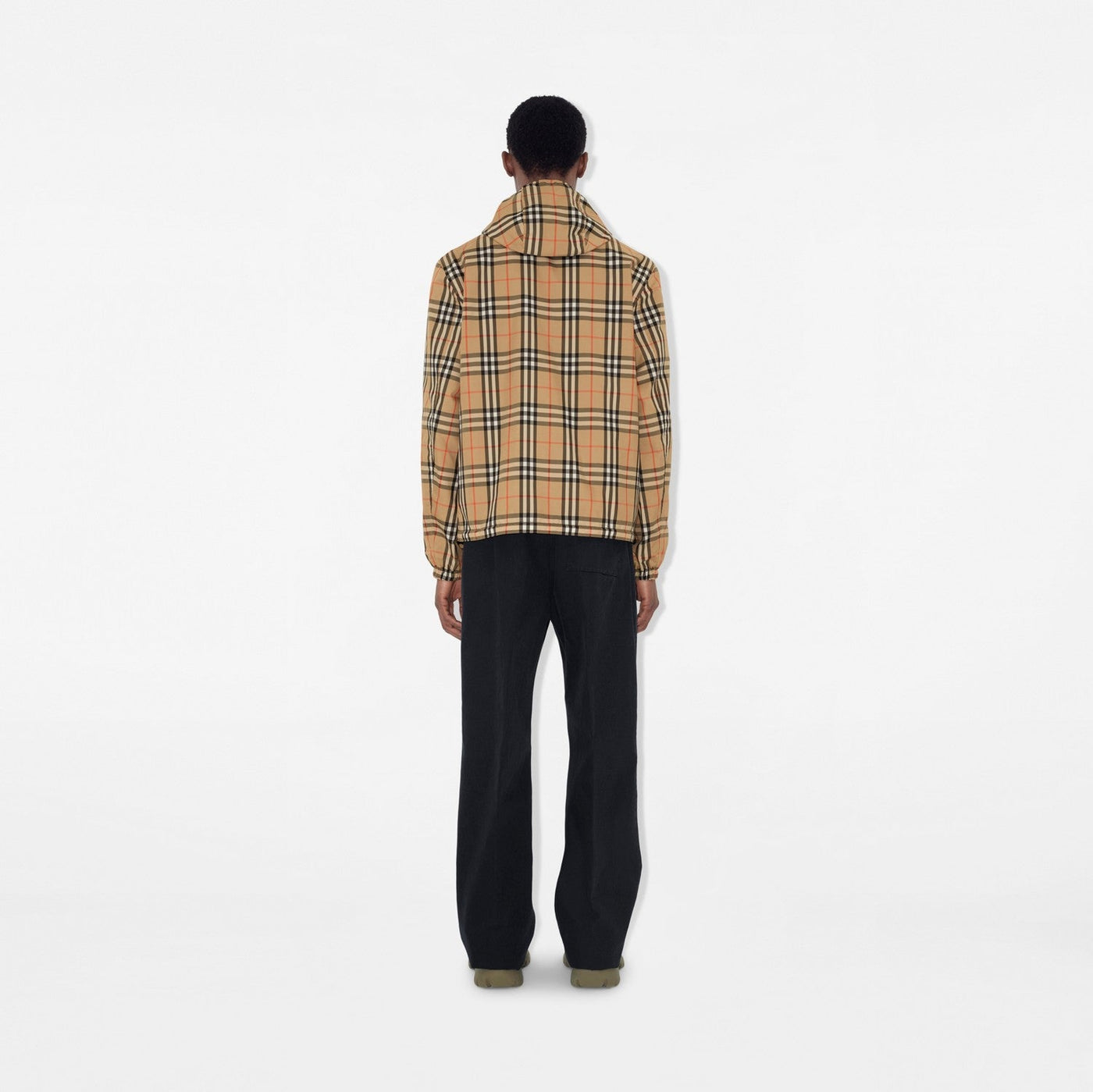 Reversible hooded jacket in check