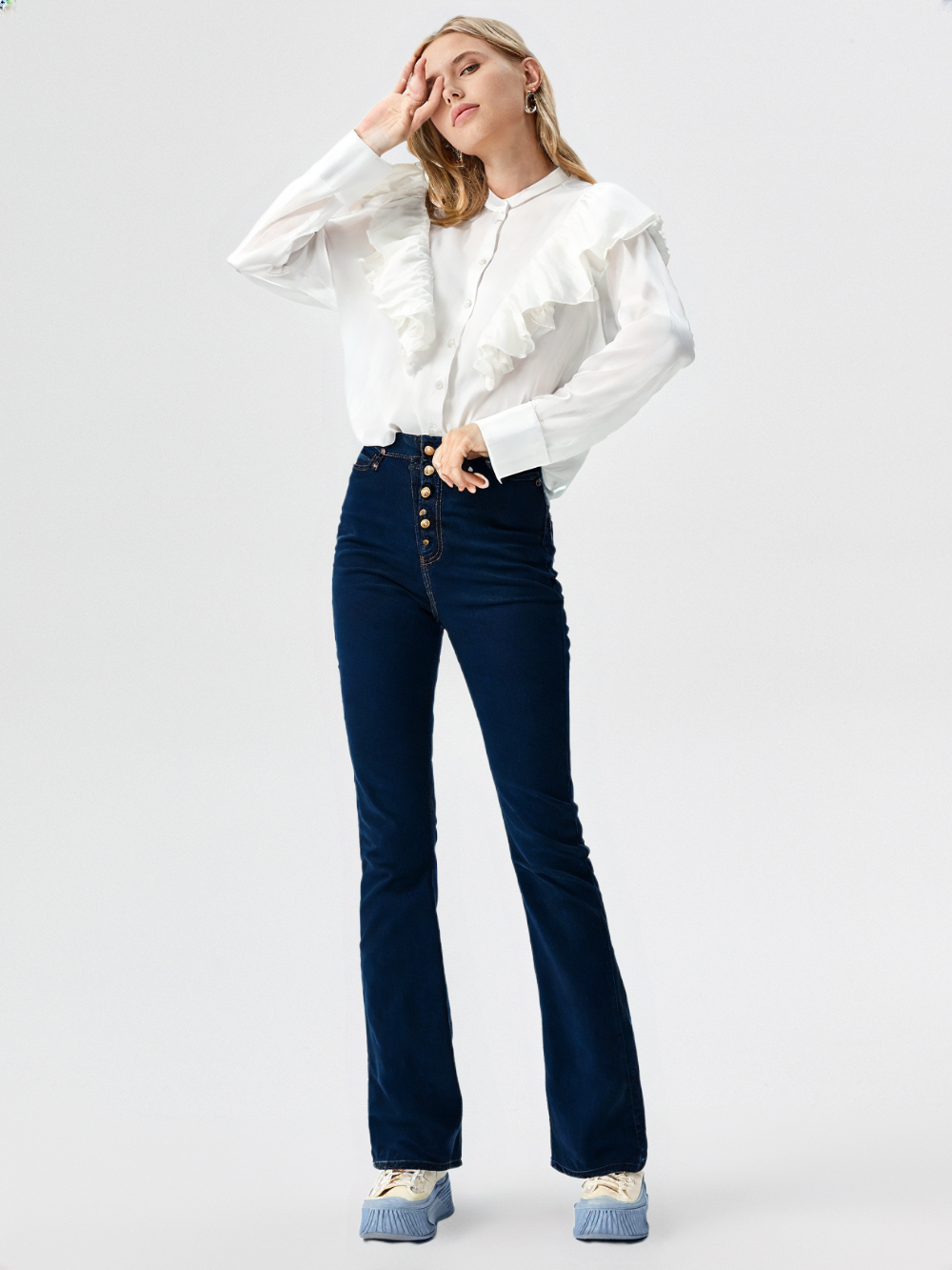 White ruffle top