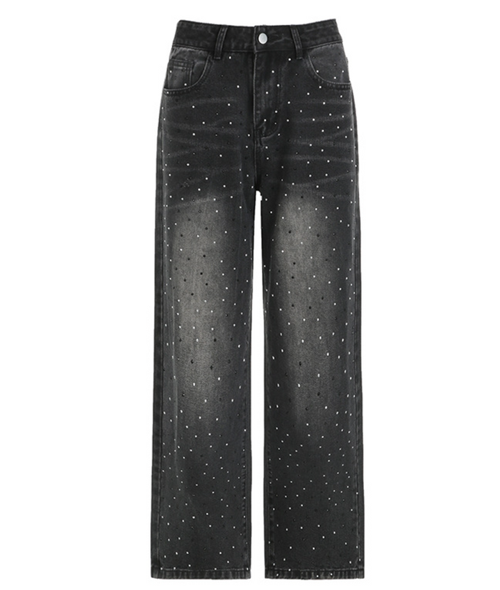 Glitter denim pants