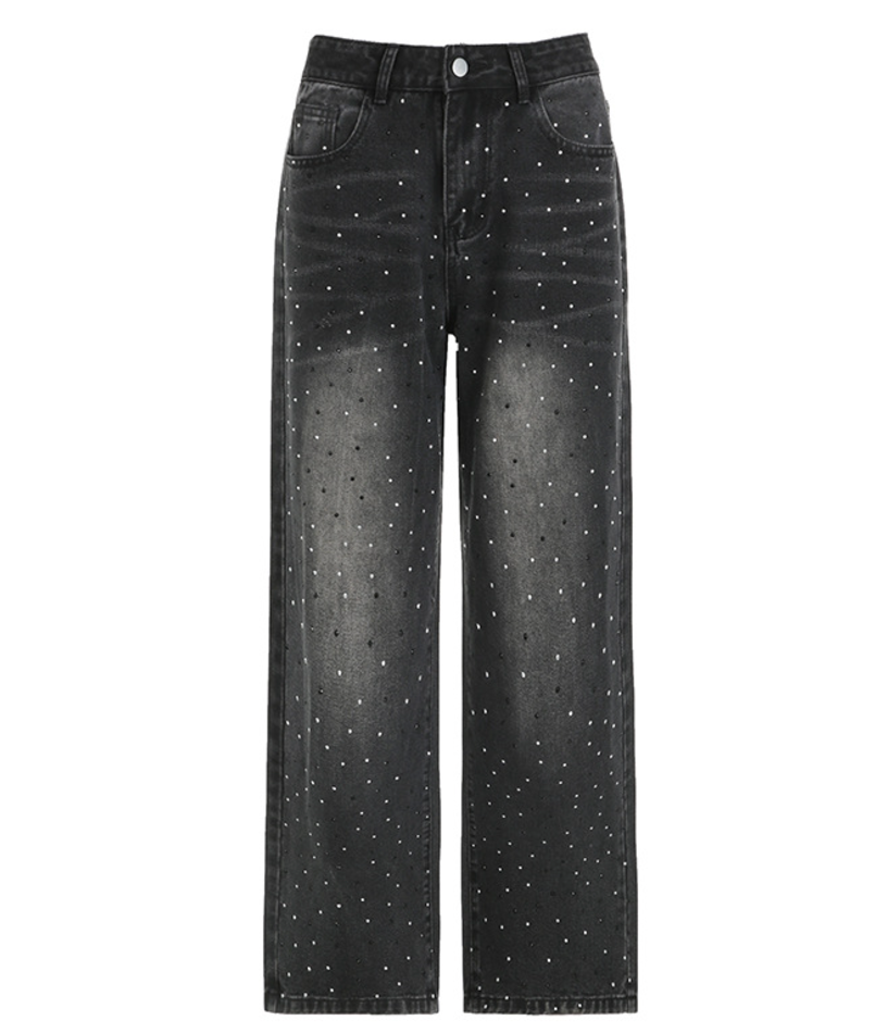 Glitter denim pants