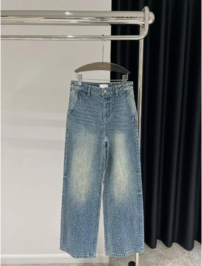 Glitter denim pants