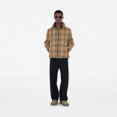 Reversible hooded jacket in check