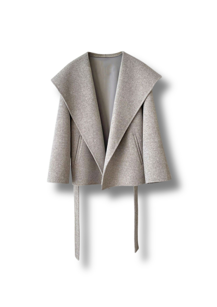 Wool coat with tie belt