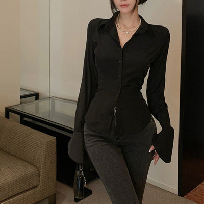 Back lace-up blouse
