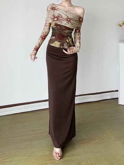 High waist maxi skirt