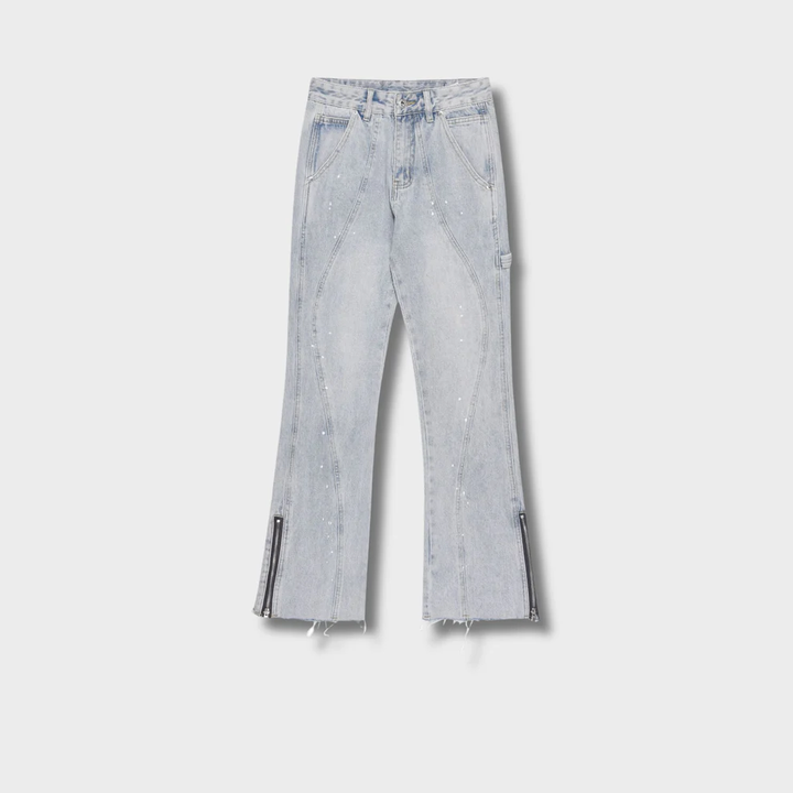 Flared jeans with rhinestone details