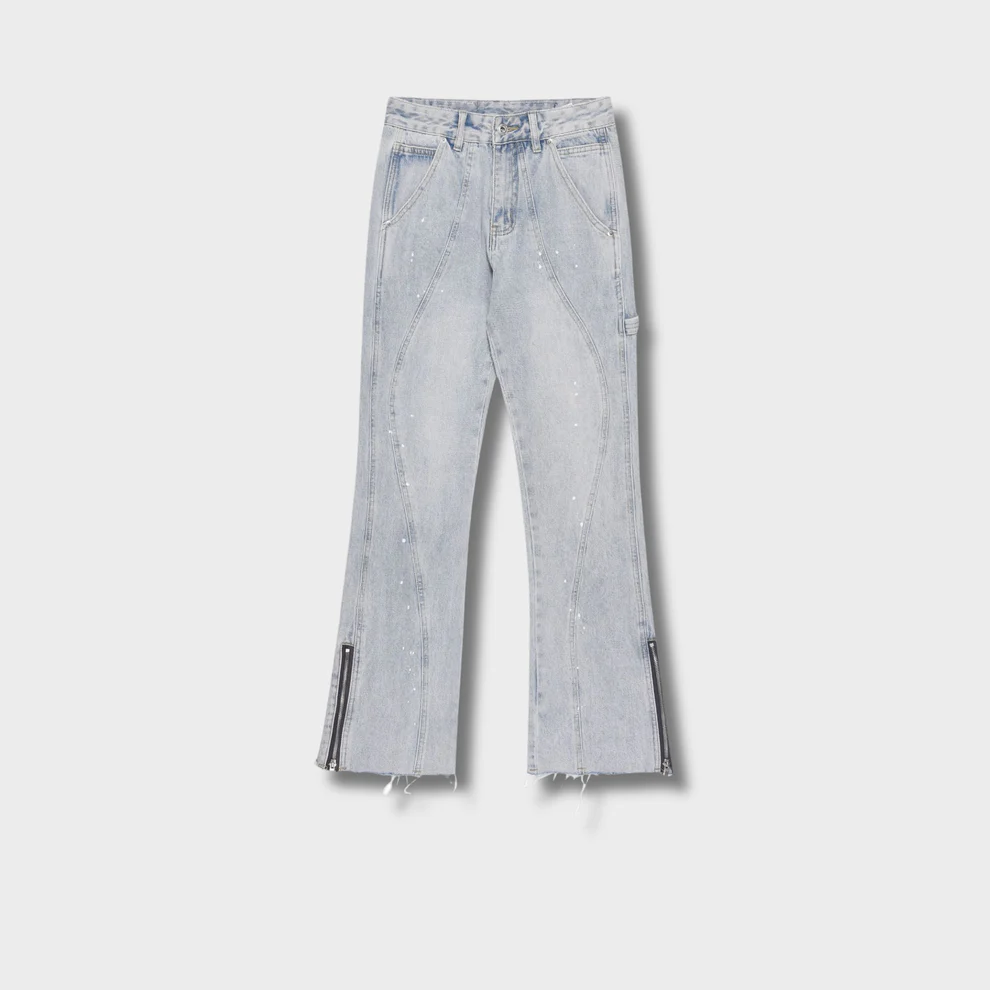 Flared jeans with rhinestone details