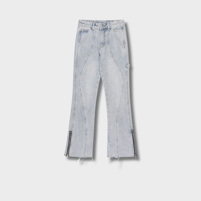 Flared jeans with rhinestone details