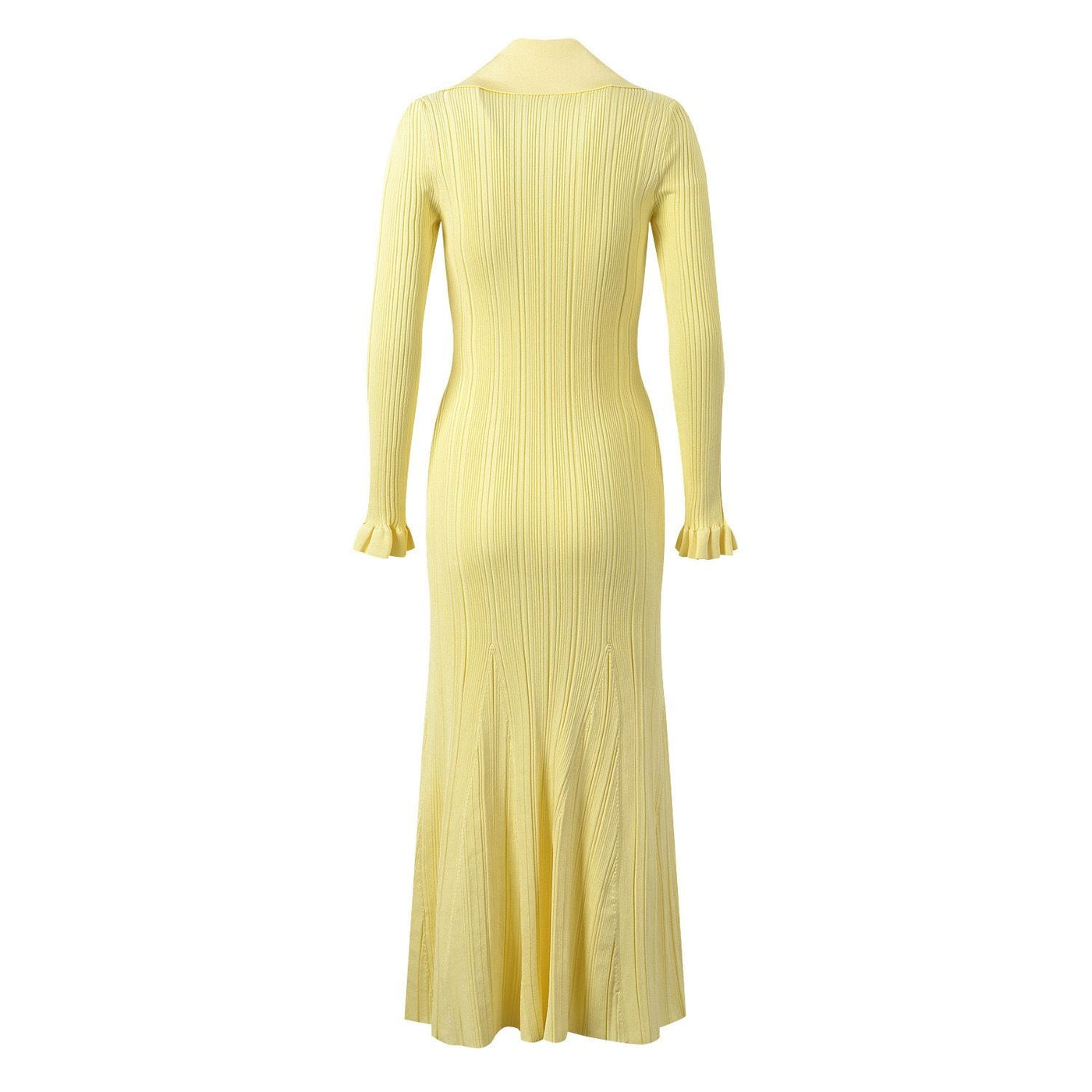 Knitted midi dress with button placket