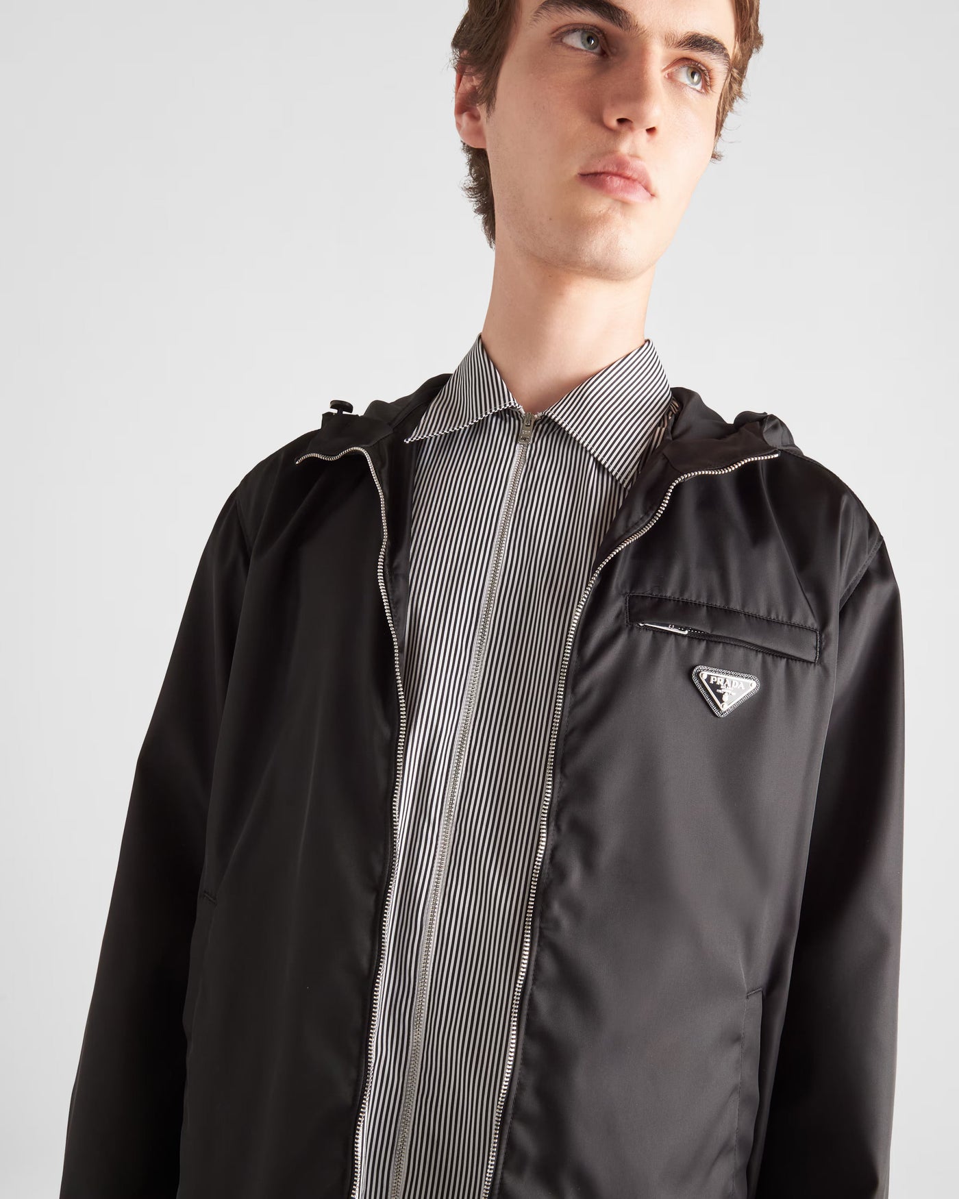 Re-nylon blouson jacket with hood