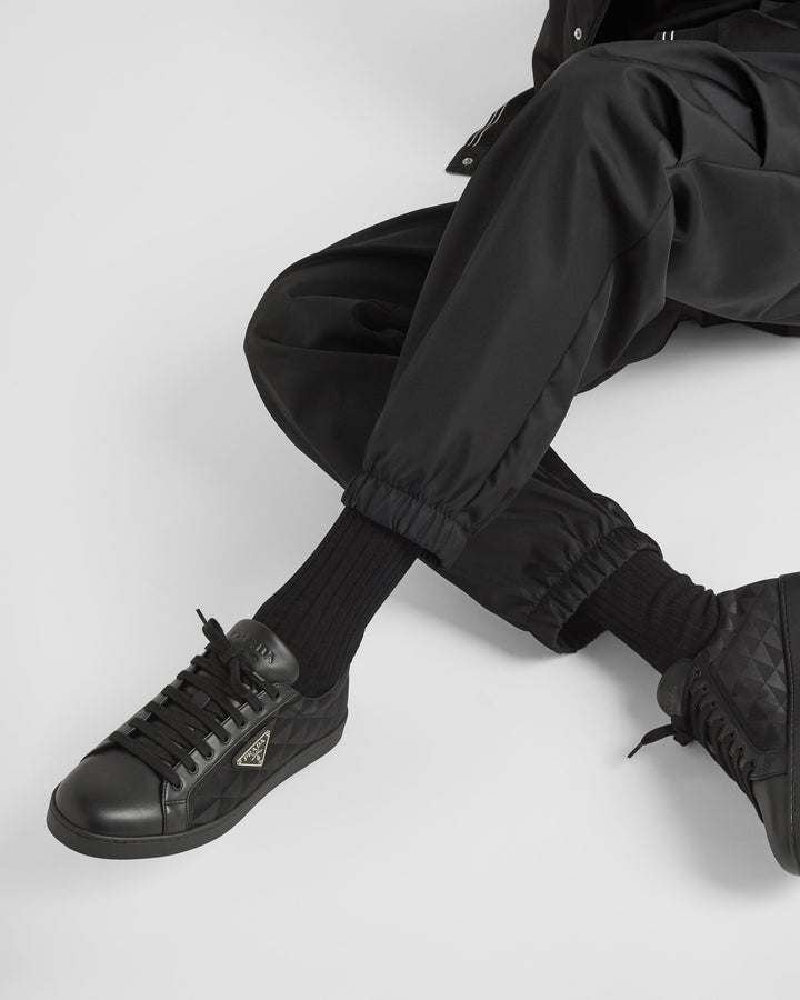 Leather and re-nylon sneaker