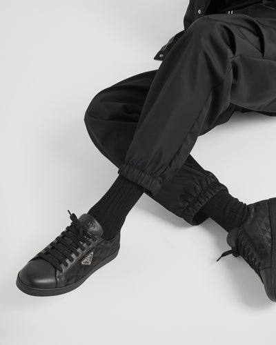 Leather and re-nylon sneaker