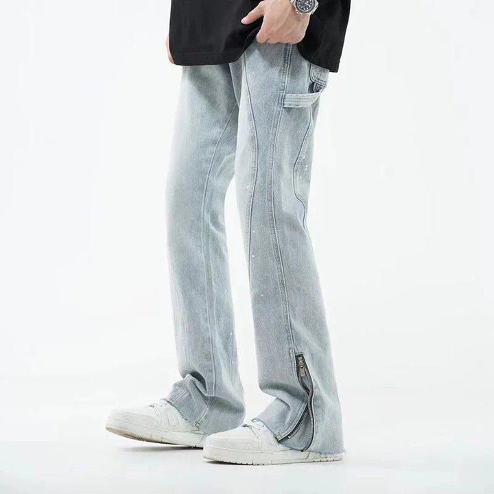 Flared jeans with rhinestone details