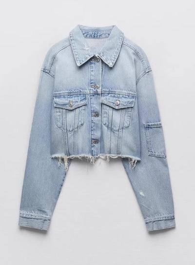 Virale Cropped Jeans Jacke