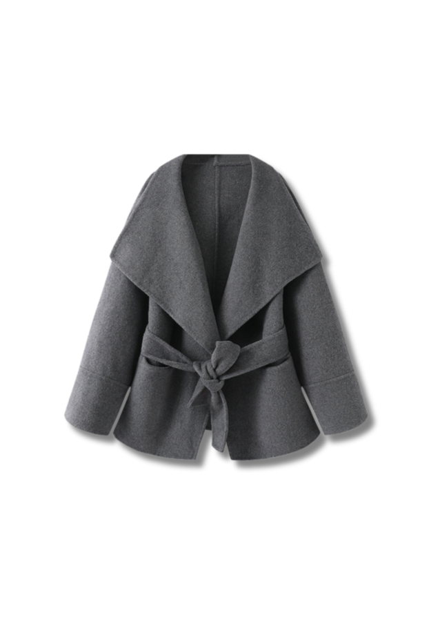 Wool coat with tie belt