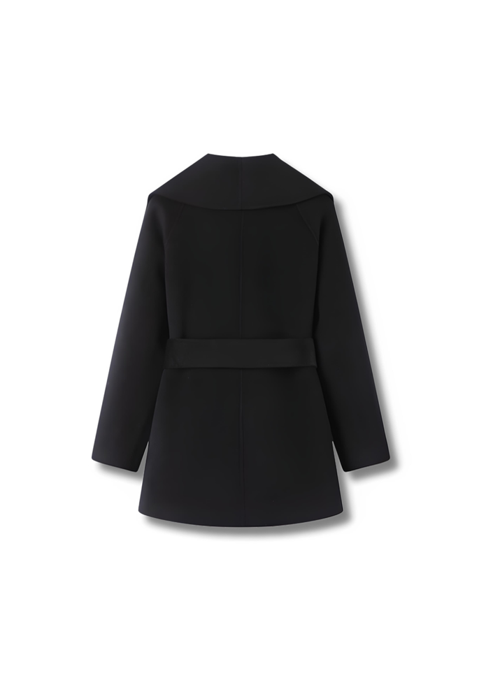 Black wrap coat with belt