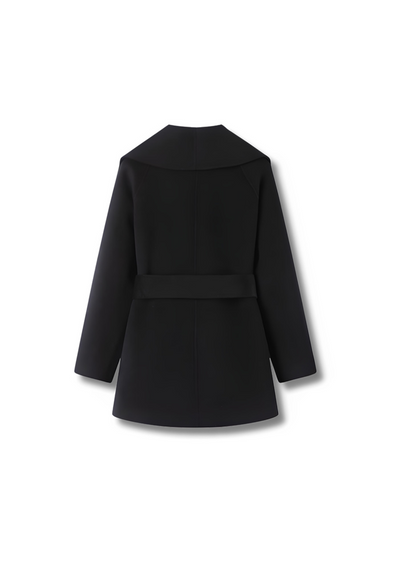 Black wrap coat with belt